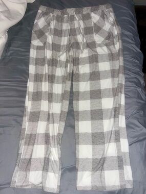 Lucky Brand Gray and White Check Wide Leg Pants